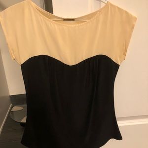 Two tone silk short sleeve shirt